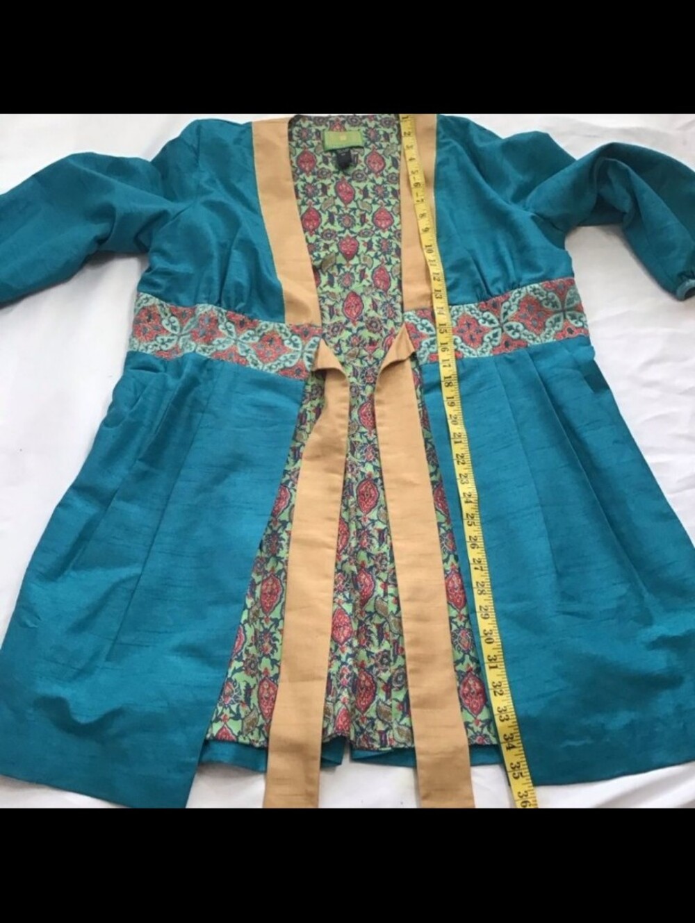Tracy Porter Teal Kimono Style Tie Front Jacket - Picture 9 of 11